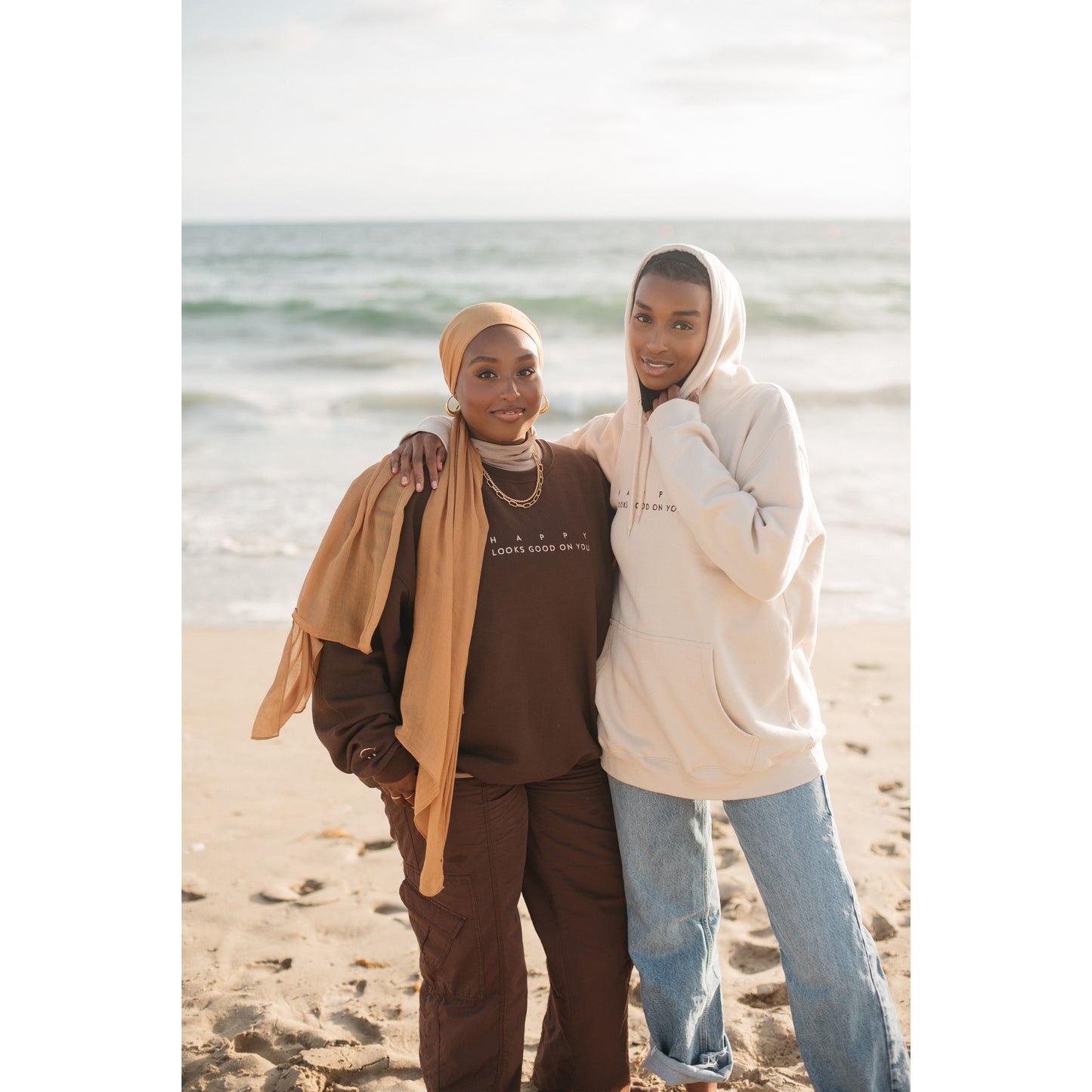 Happy Looks Good On You Hoodie - Creamy Tan