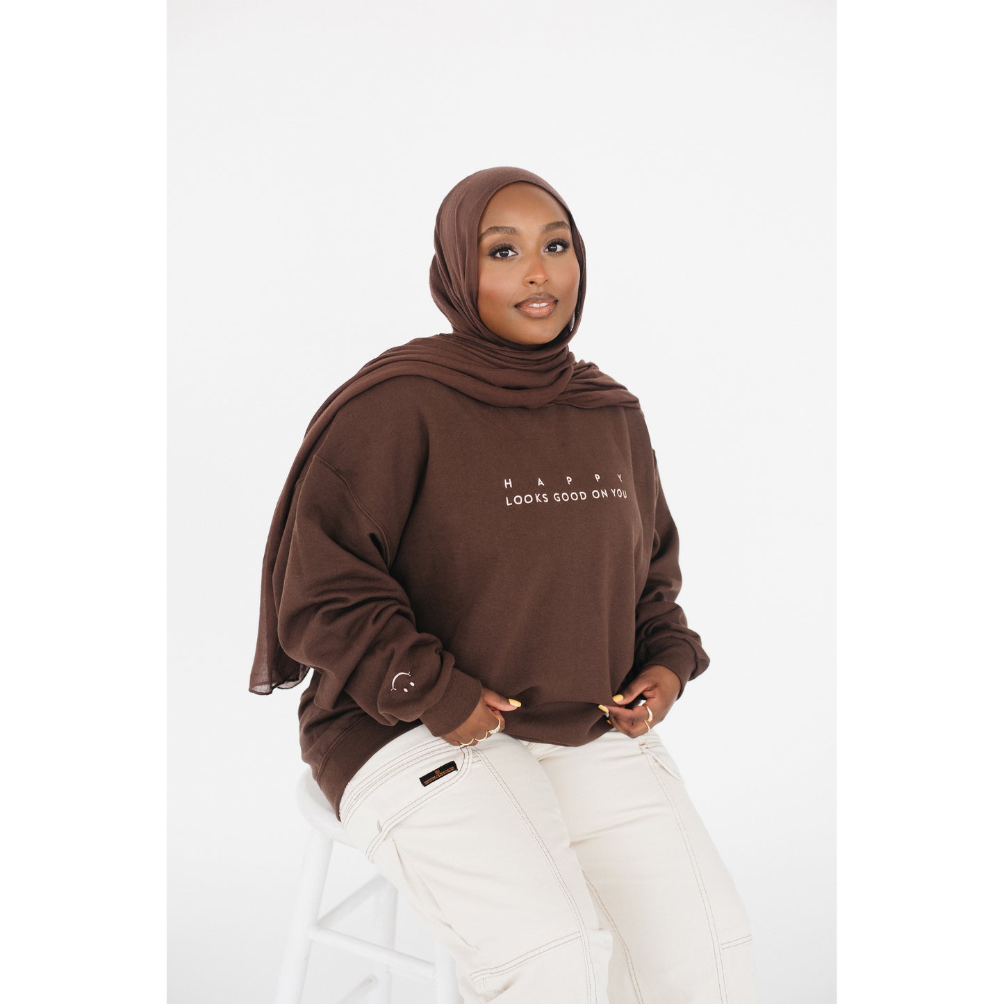 Happy Look Good On You Crewneck - Chocolate Brown