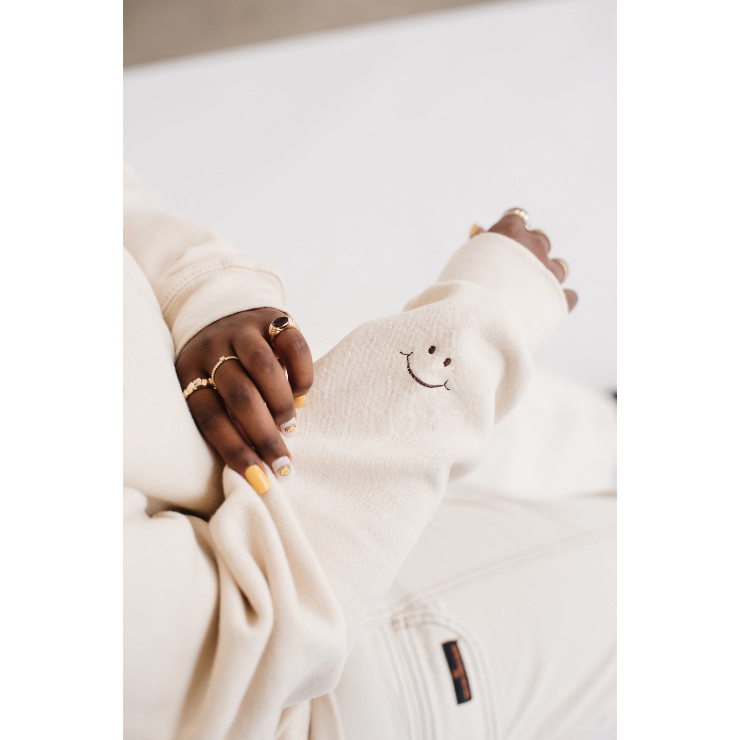 Happy Looks Good On You Hoodie - Creamy Tan