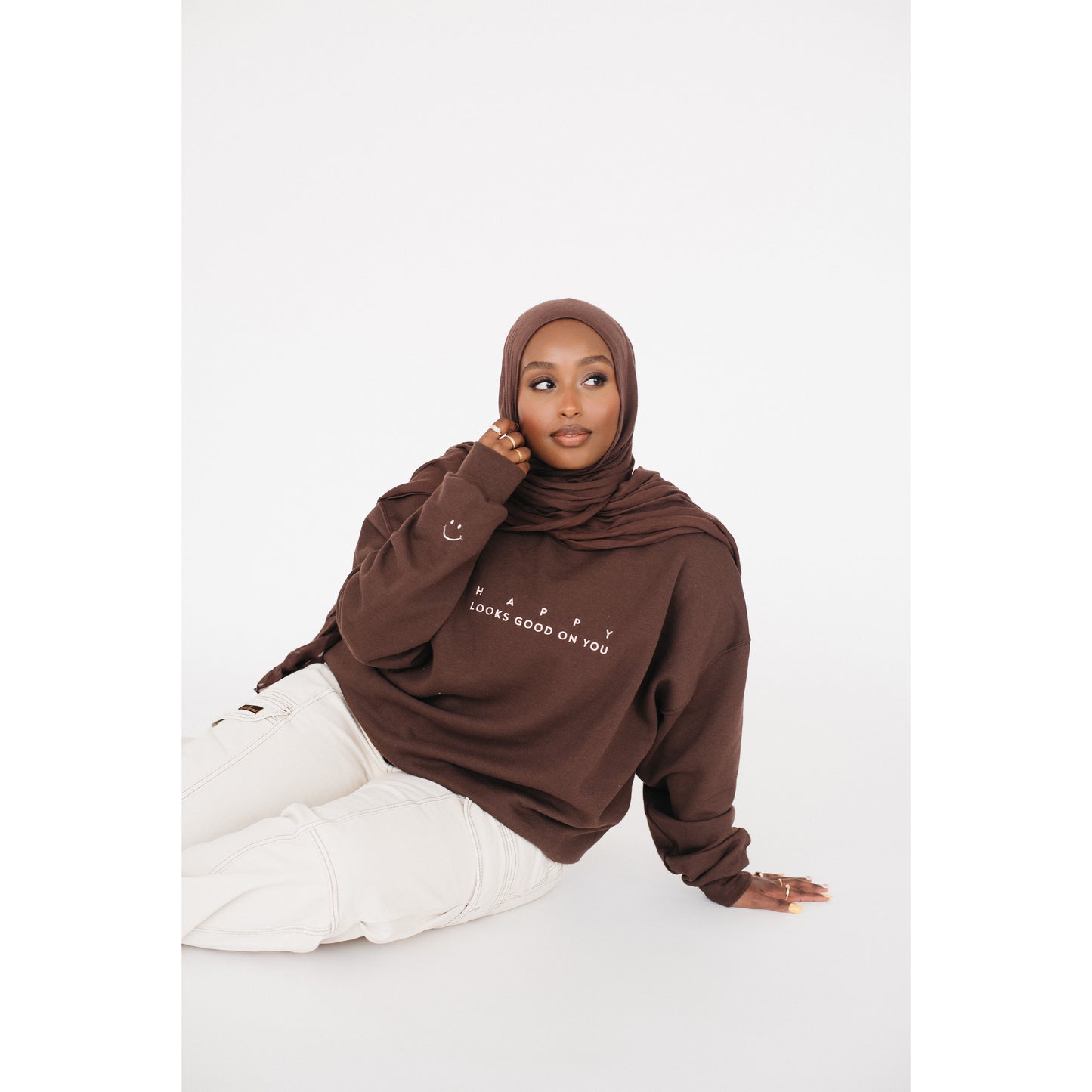 Happy Look Good On You Crewneck - Chocolate Brown