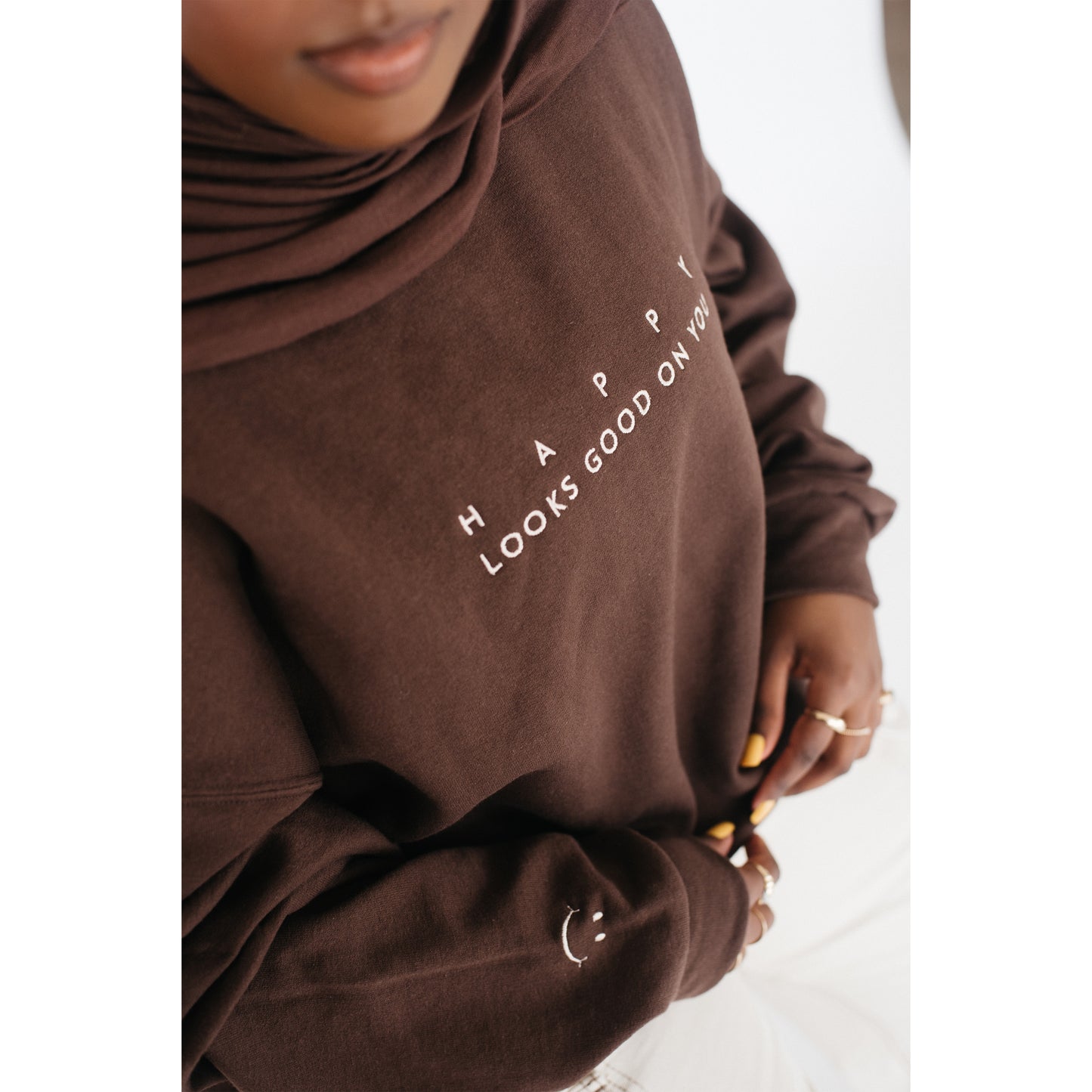 Happy Look Good On You Crewneck - Chocolate Brown