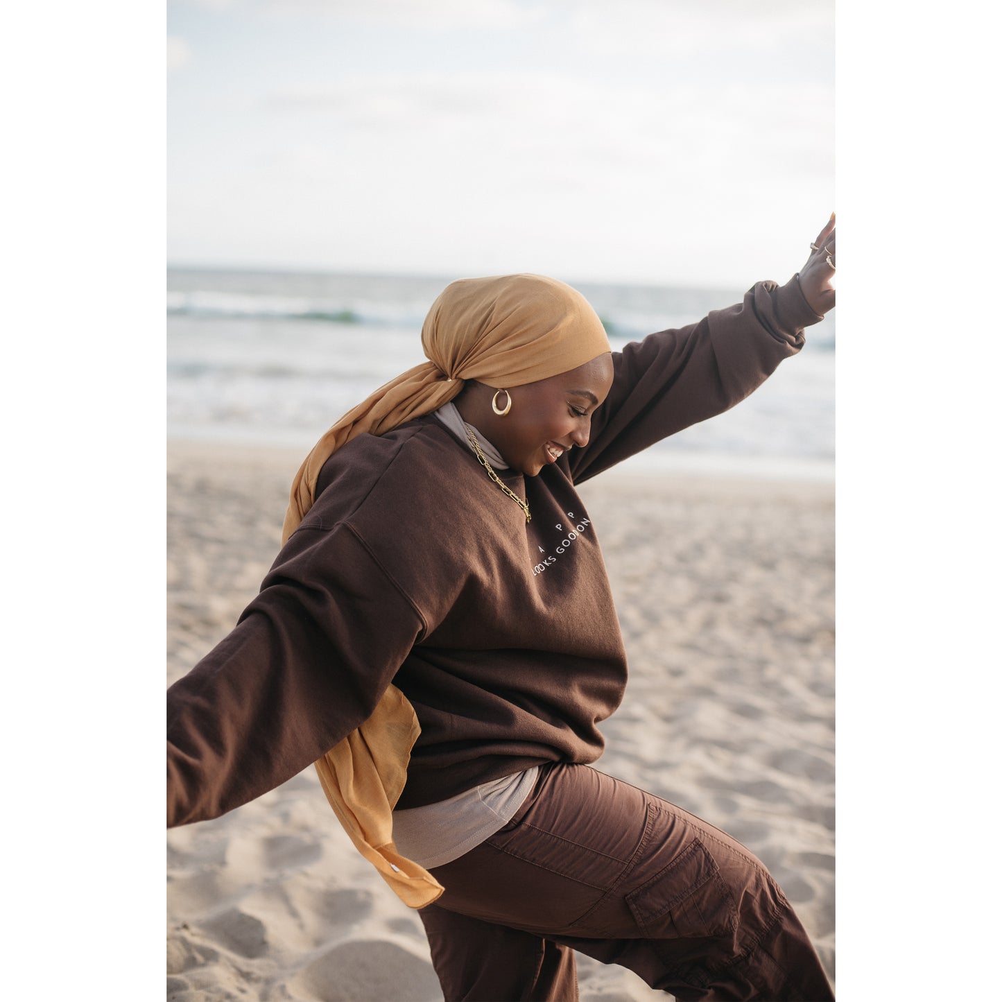 Happy Look Good On You Crewneck - Chocolate Brown