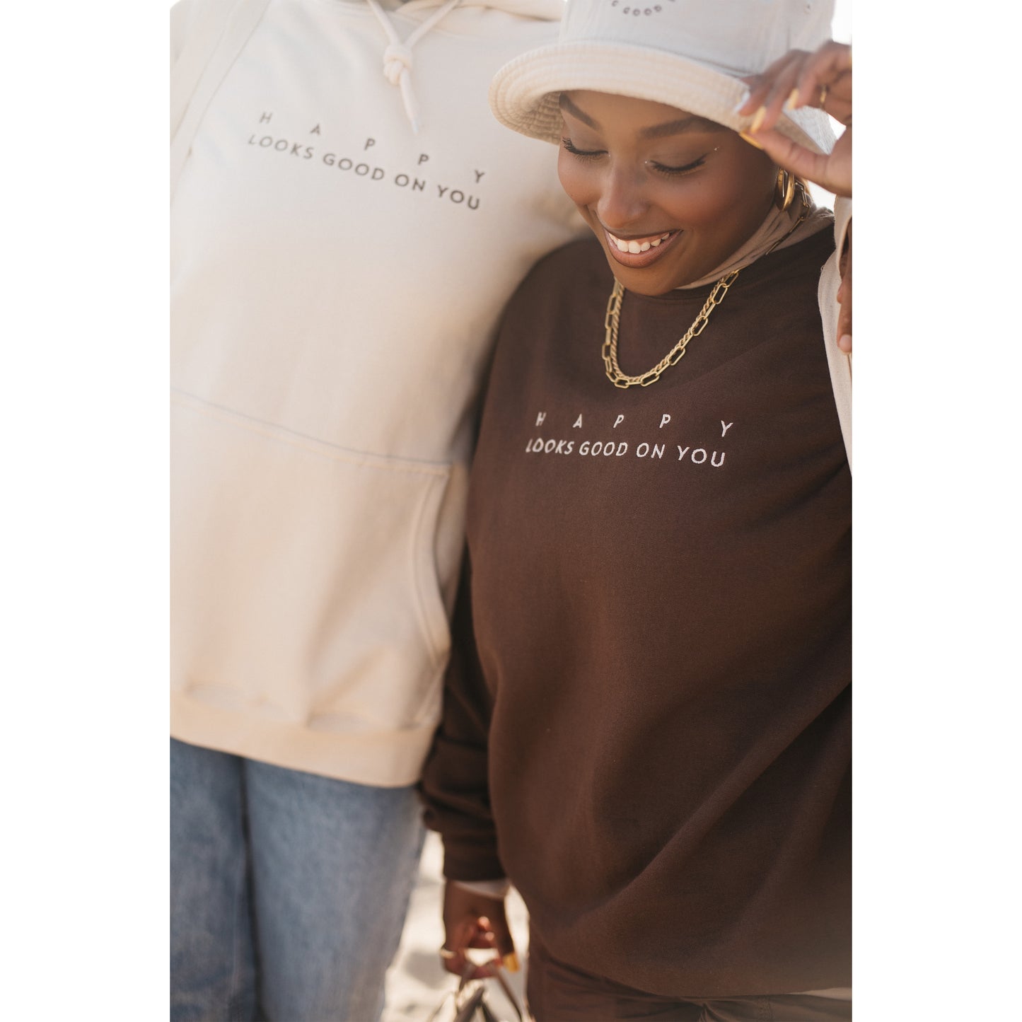 Happy Look Good On You Crewneck - Chocolate Brown
